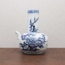 A Chinese blue and white kendi vase,