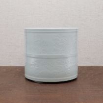 A Chinese white-glazed brush pot,