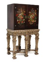 A Charles II-style lacquered cabinet on stand,
