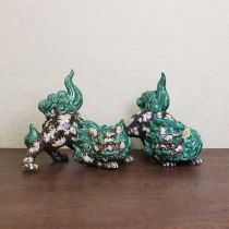 Two Chinese sancai-glazed Buddhist lions,