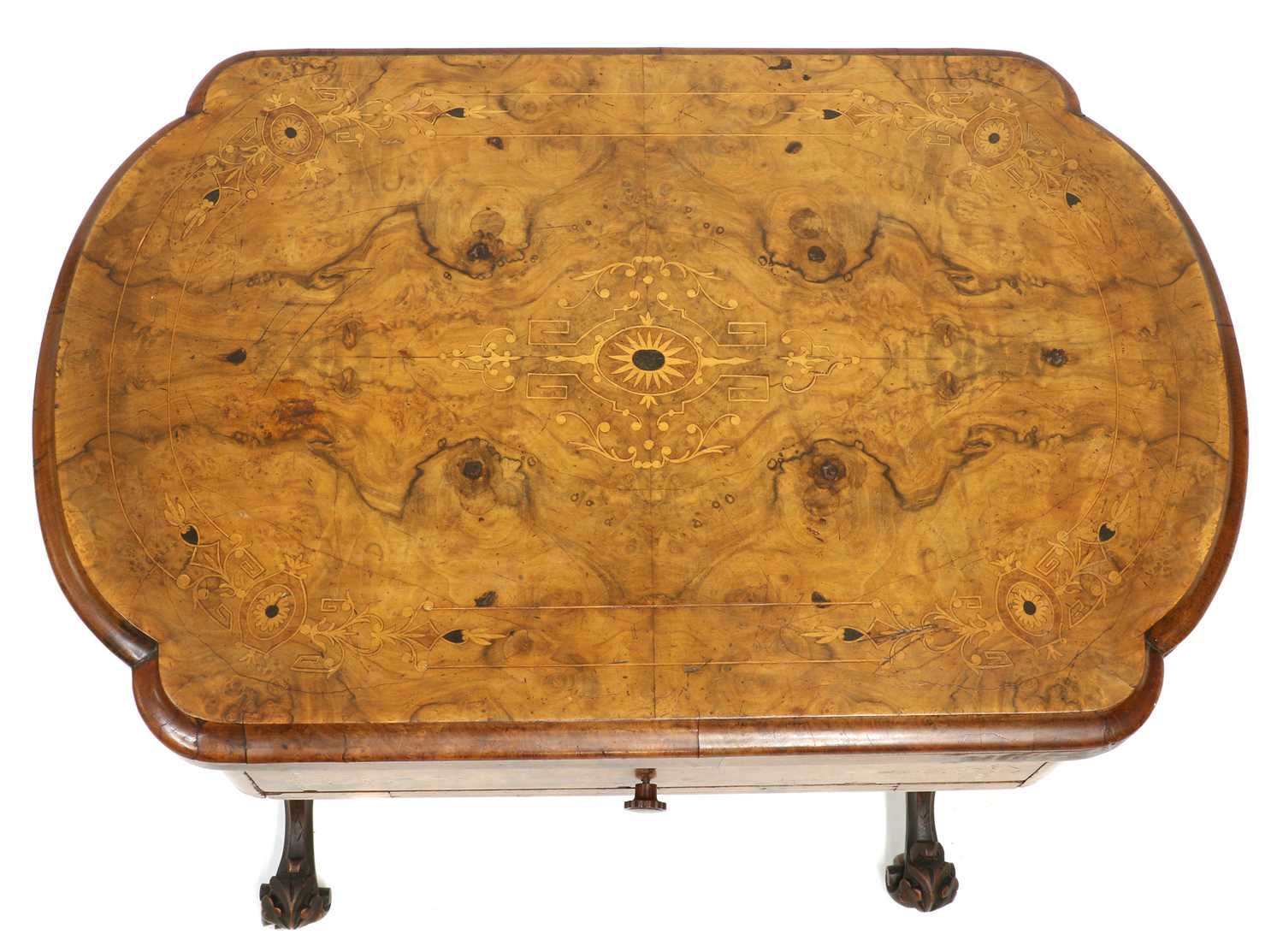 A Victorian walnut combination games and work table - Image 4 of 7