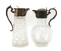 An Edwardian cut-glass and silver-mounted claret jug,