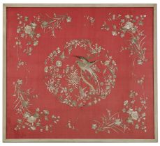 A Chinese embroidered silk panel,