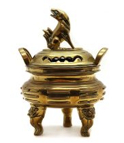 A Chinese brass incense burner