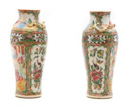 A pair of export famille rose porcelain vases