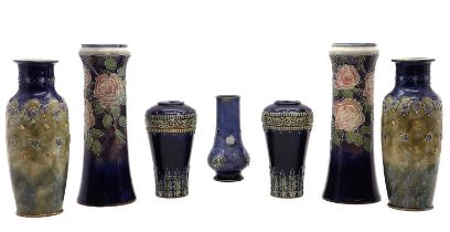 A pair of Royal Doulton stoneware vases