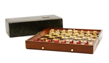 A Jaques bone travel chess set,