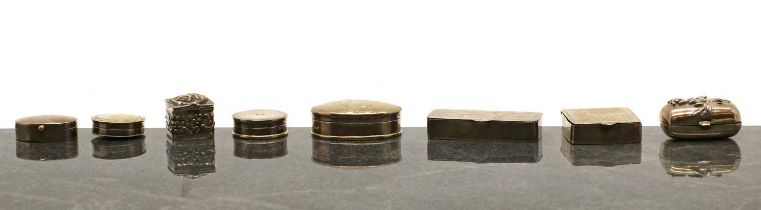 A group of silver snuff and patch boxes