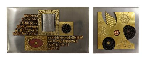 An abstract metal wall plaque,