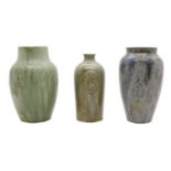 Two Swedish glazed pottery vases and a bottle,