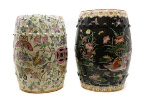 Two Chinese porcelain garden seats,