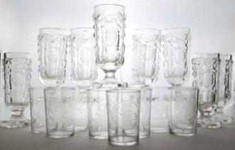 A collection of eight engraved ale glasses