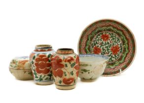 A collection of Chinese wucai pottery,