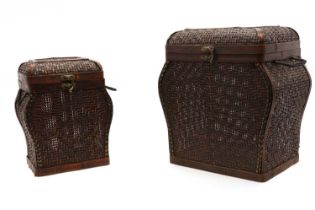 Two Chinese wicker baskets,