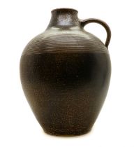 A studio pottery salt-glazed stoneware bottle,