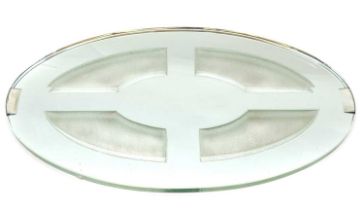 An Art Deco oval mirrored glass tray,