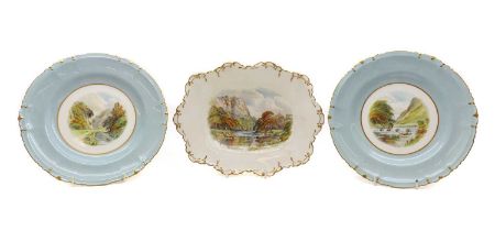 A group of three of Royal Crown Derby porcelain plates,