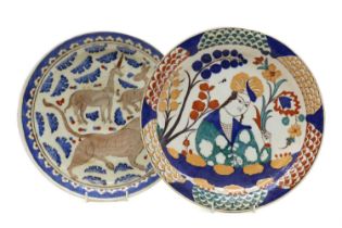 Two Iznik style pottery chargers