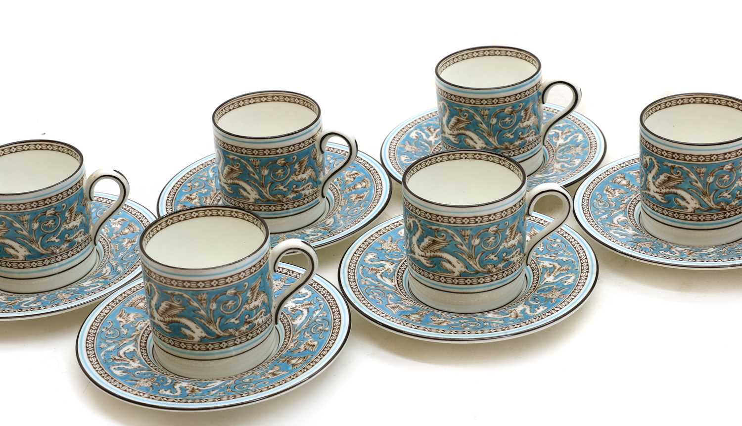 A Wedgwood 'Florentine' turquoise coffee set, - Image 4 of 6