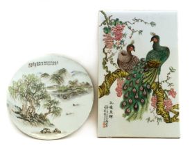 Two Chinese porcelain plaques,