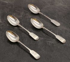 A set of four William IV fiddle pattern tablespoons