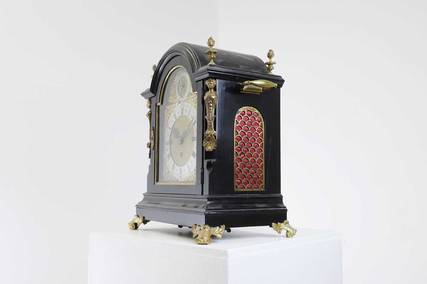 A George III-style ebonised bracket clock, - Image 2 of 17