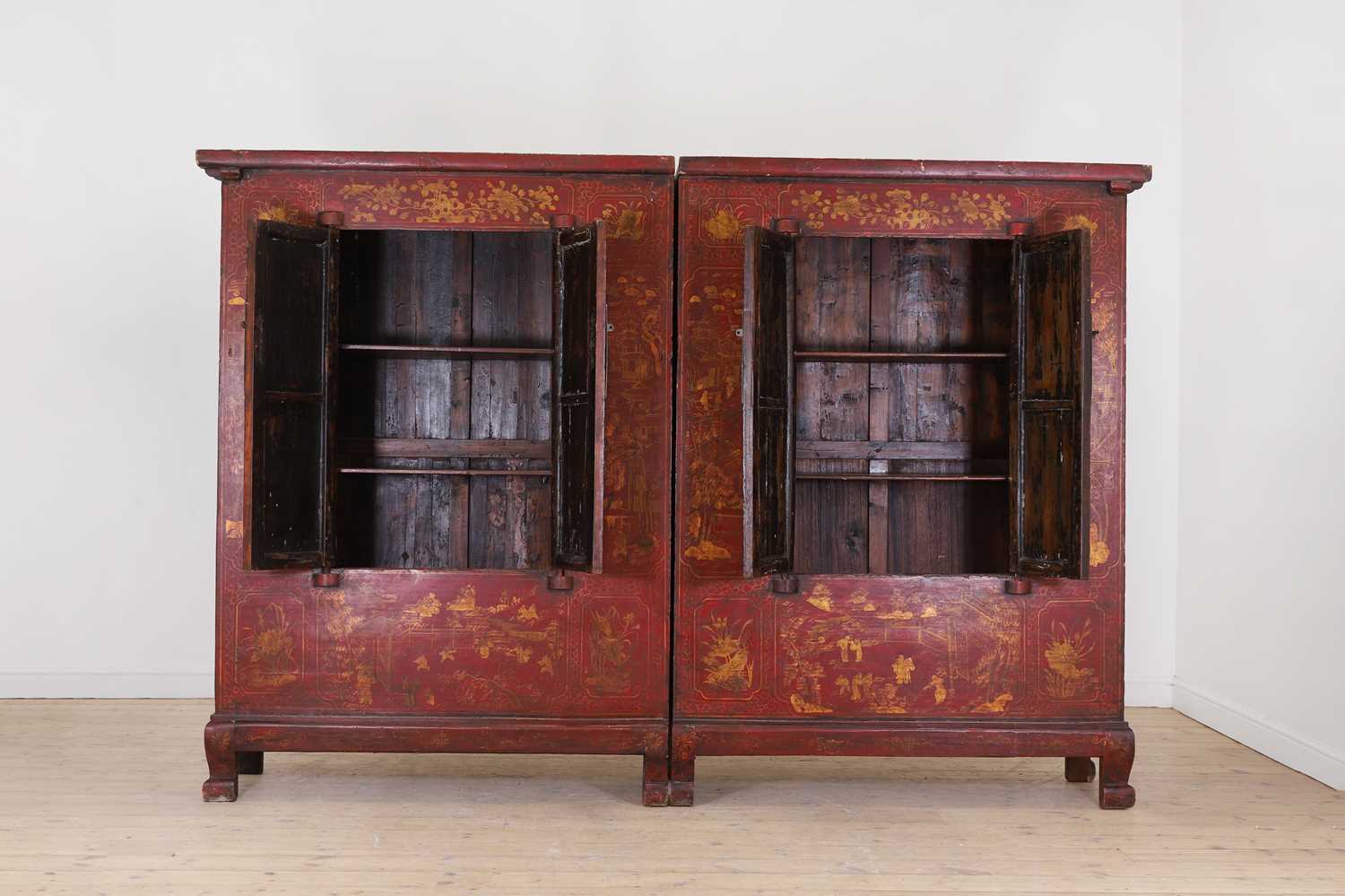 A pair of red-lacquered cabinets, - Image 3 of 10