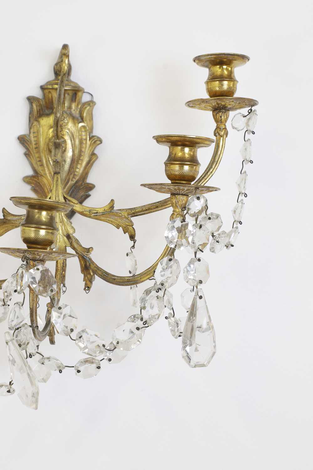 A pair of gilt-metal and glass wall lights, - Image 2 of 6