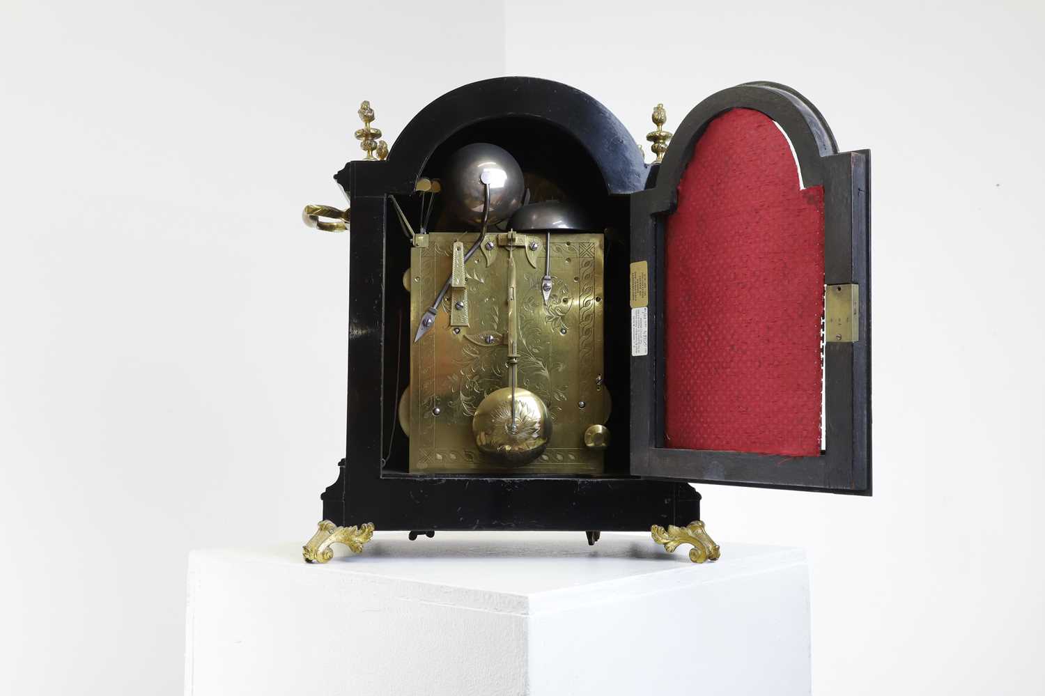 A George III-style ebonised bracket clock, - Image 8 of 17