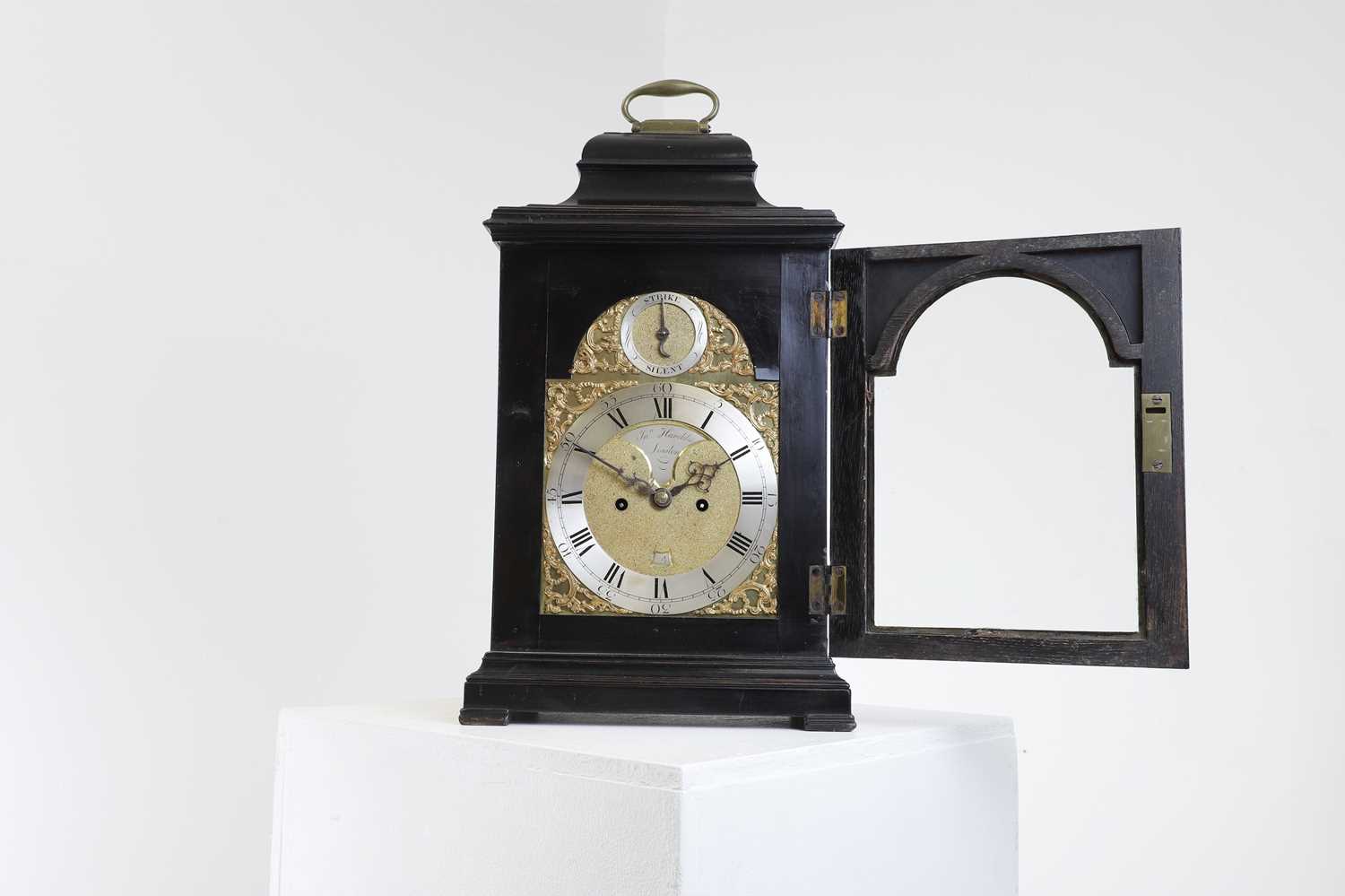 A George III ebonised bracket clock, - Image 7 of 7