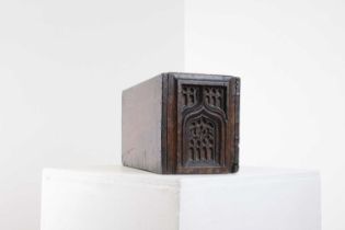A Gothic oak candle box,