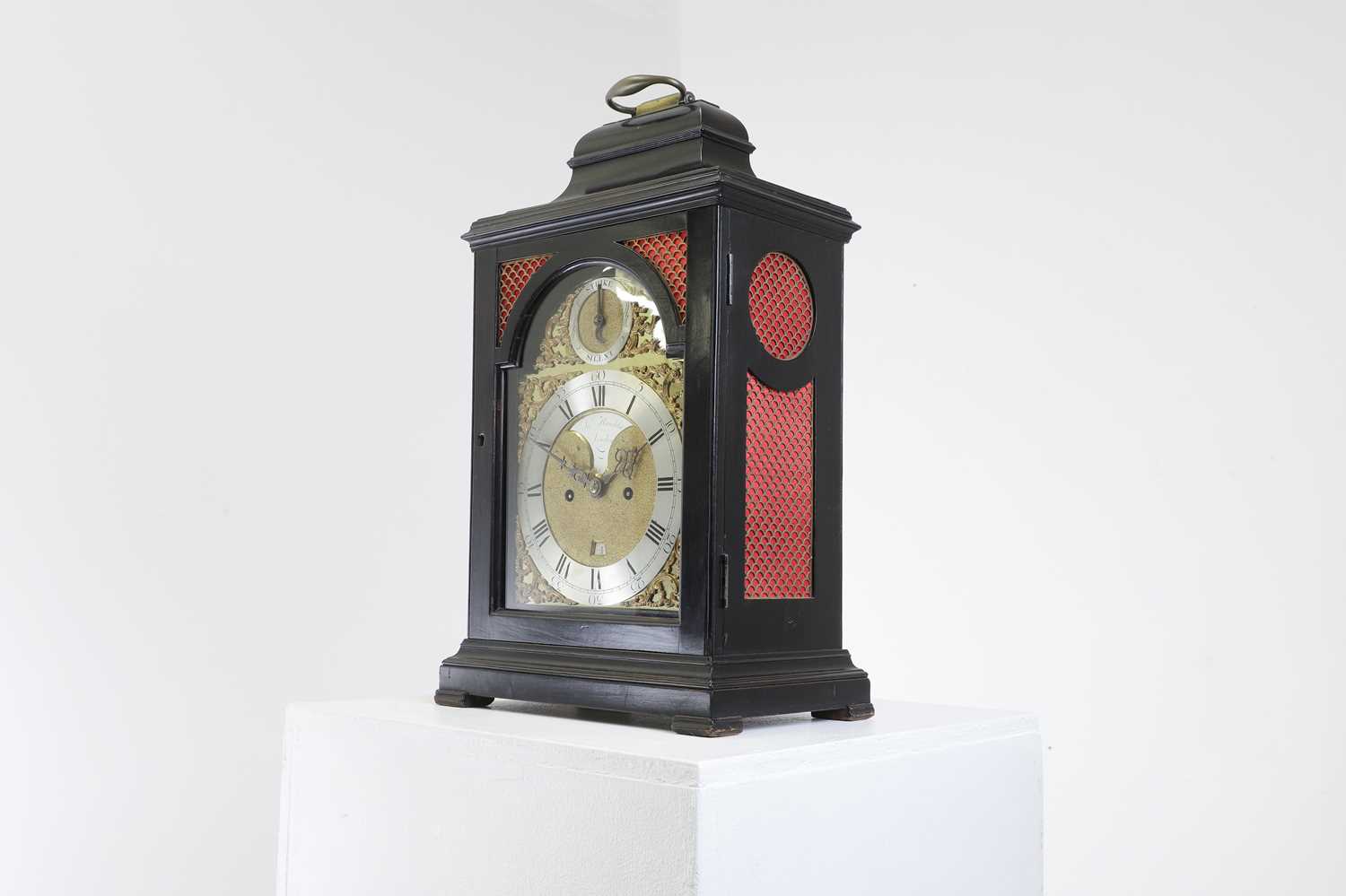 A George III ebonised bracket clock, - Image 2 of 7