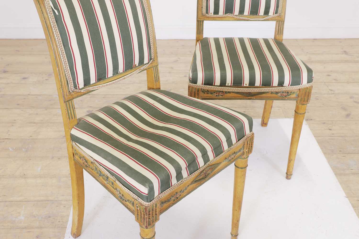 A pair of Louis XVI painted oak side chairs, - Image 6 of 6