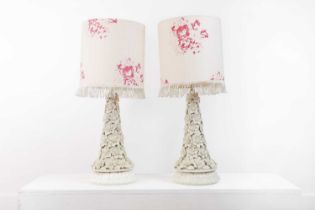 A pair of glazed pottery table lamps by Casa Pupo,