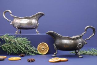 A pair of George III silver sauce boats,