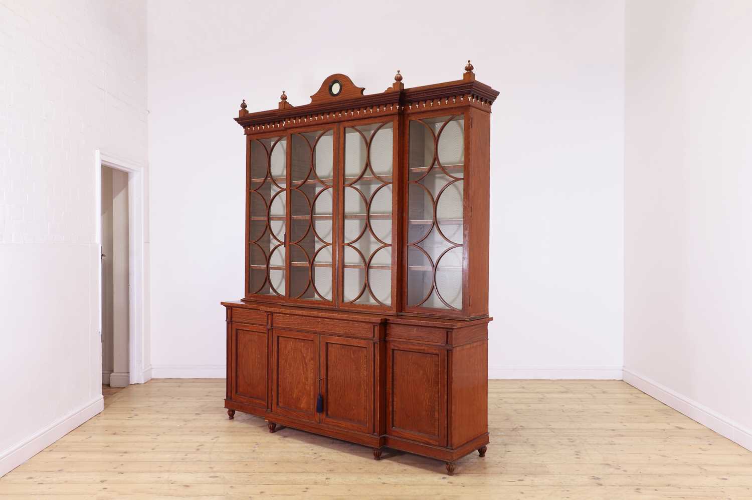 A satinwood breakfront library bookcase, - Image 3 of 35