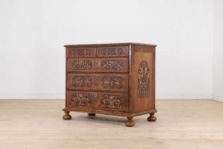 A William & Mary walnut and marquetry chest of drawers,