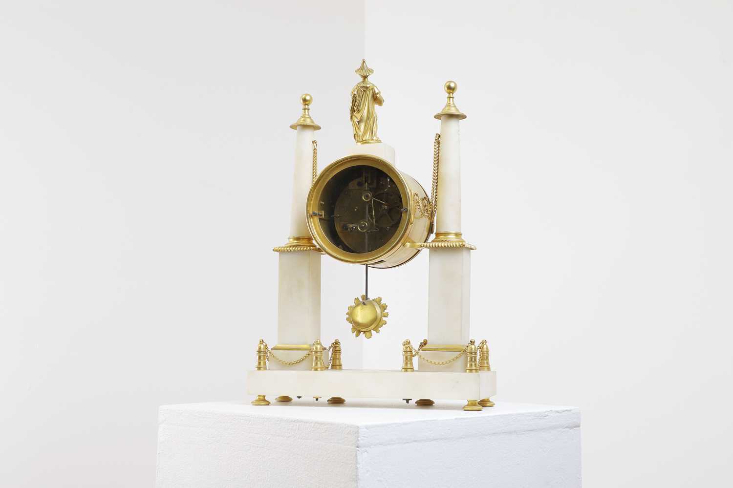 An alabaster and ormolu mantel clock, - Image 9 of 10