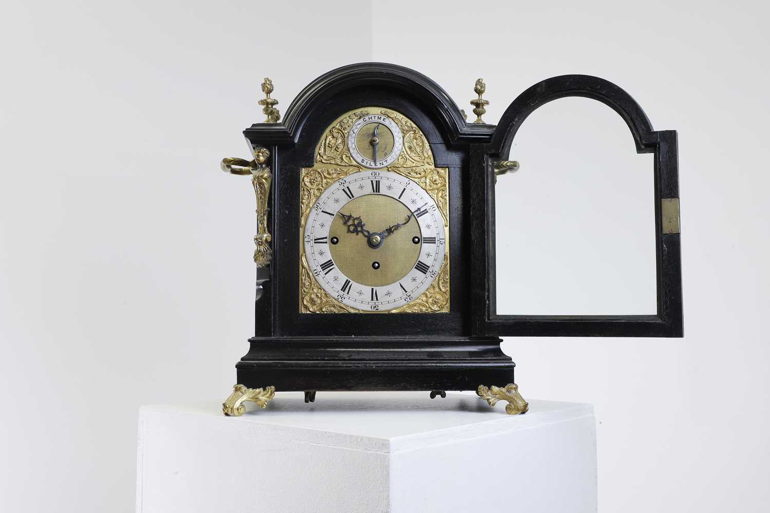 A George III-style ebonised bracket clock, - Image 4 of 17