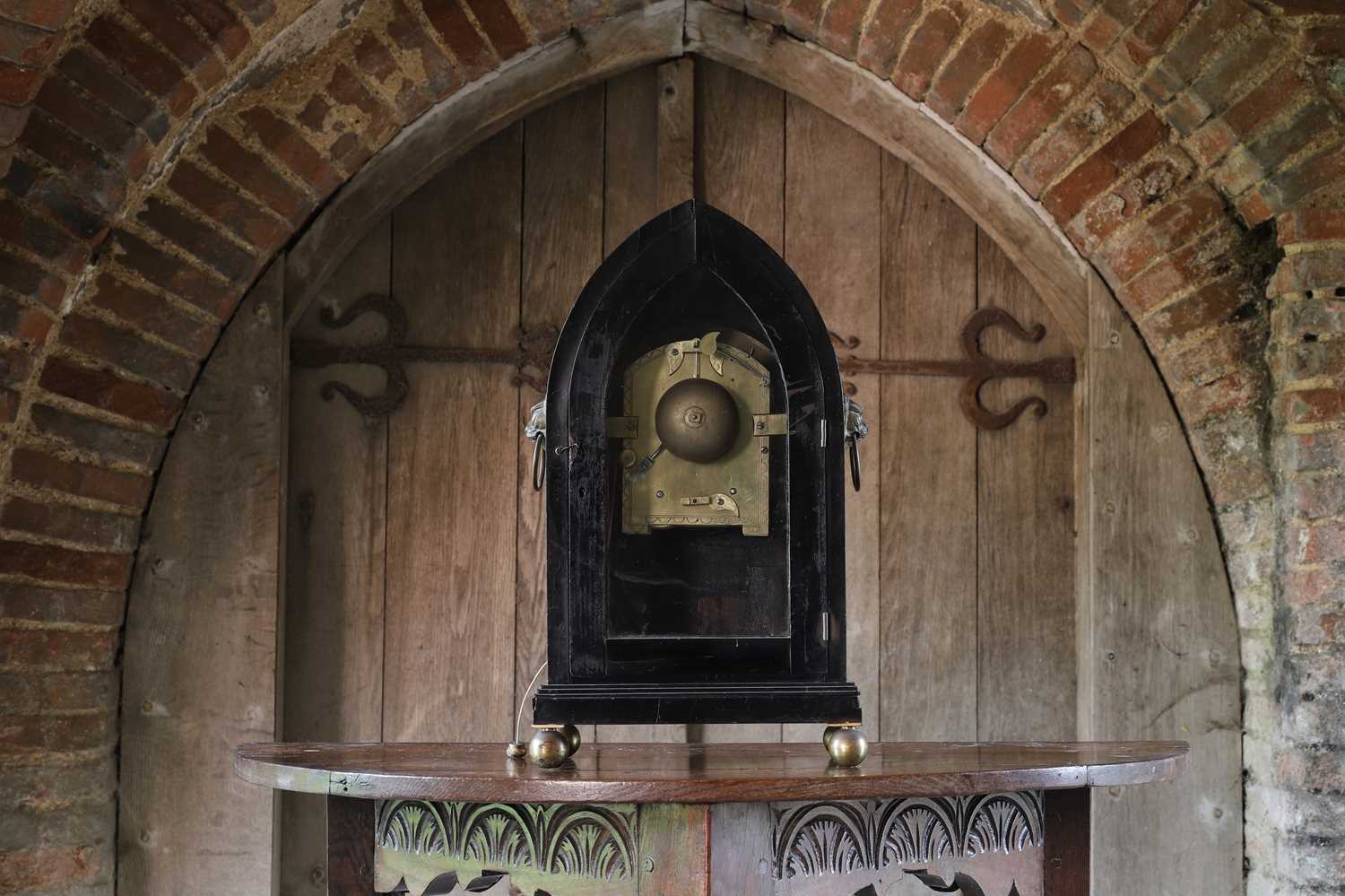 A Regency ebonised table clock, - Image 6 of 11