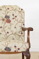 A pair of George II-style walnut armchairs,