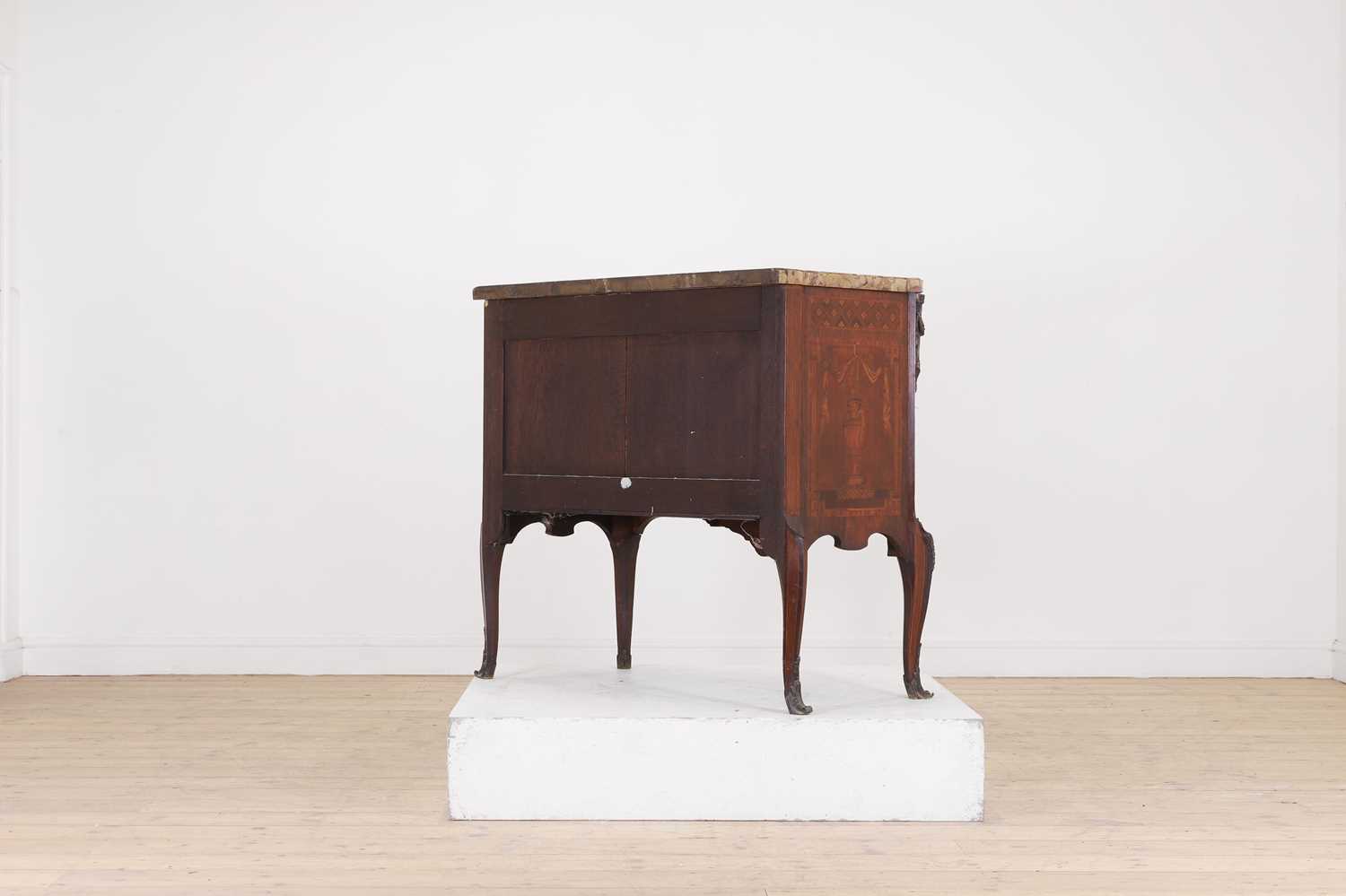 A Transitional-style tulipwood and marquetry commode, - Image 7 of 12