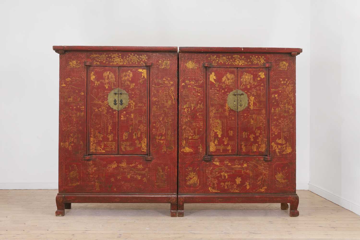 A pair of red-lacquered cabinets, - Image 7 of 10
