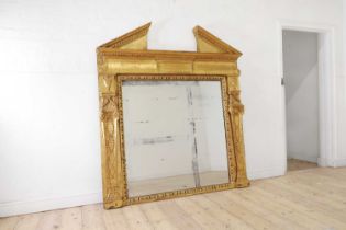 A George II-style giltwood and gesso overmantel mirror,