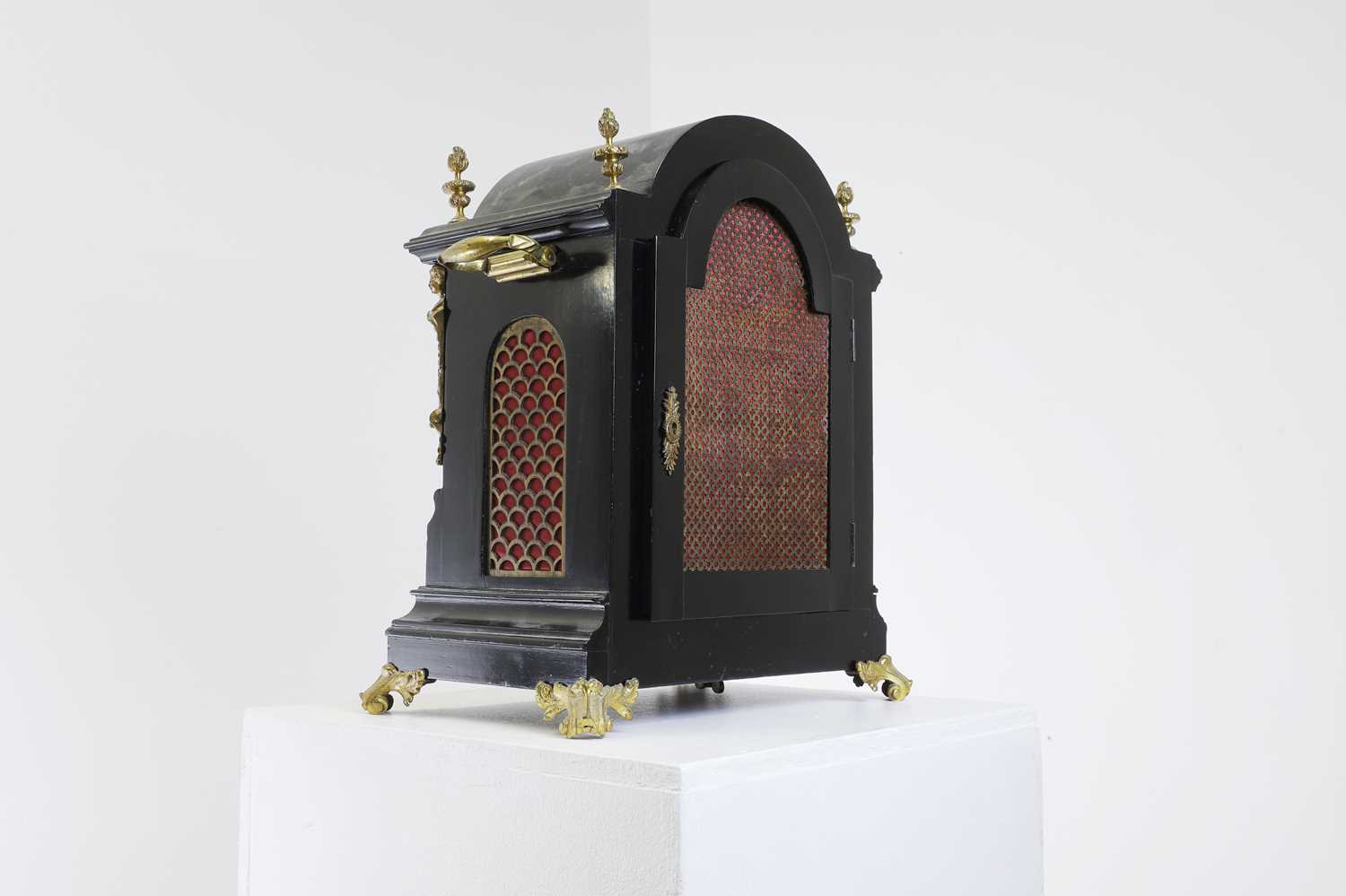 A George III-style ebonised bracket clock, - Image 6 of 17