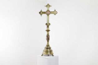 A Victorian brass crucifix,