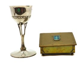 An Arts and Crafts style pewter goblet