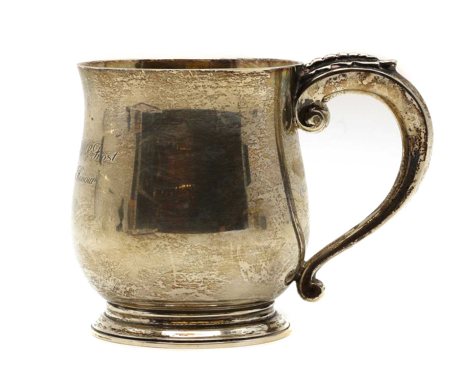 A silver mug,