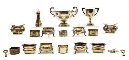 A collection of silver items,