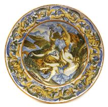 An Urbino style 'Istoriato' maiolica charger